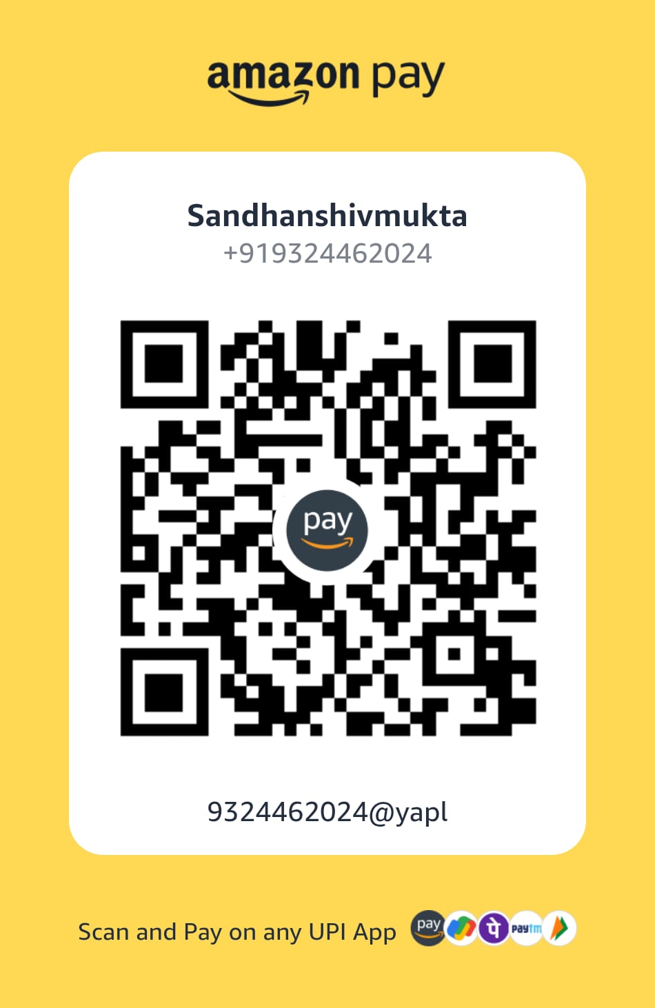 Amazon Pay QR code for Unwind registration fee